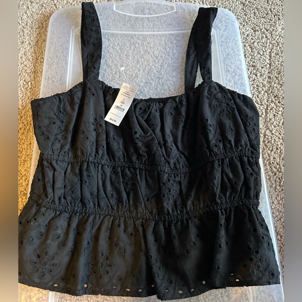 Elegant Black Eyelet Women's Top - WHBM Outlet